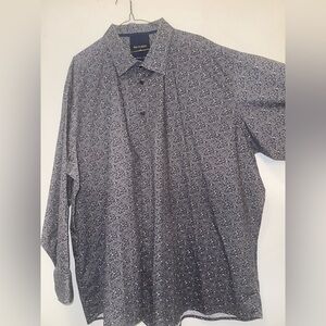 New - Britches Abstract Gray Patterned Dress Shirt Wrinkle Resistant 4X